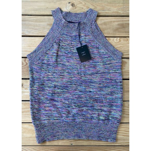 NWT CODE X MODE Rainbow Stripe Knit Tank Top L - Picture 1 of 9